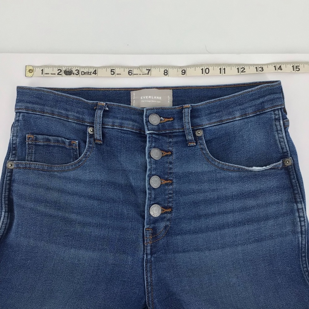 Everlane The Vintage Skinny Jean Button Front Raw Hem Size 28 Ankle - Picture 8 of 15